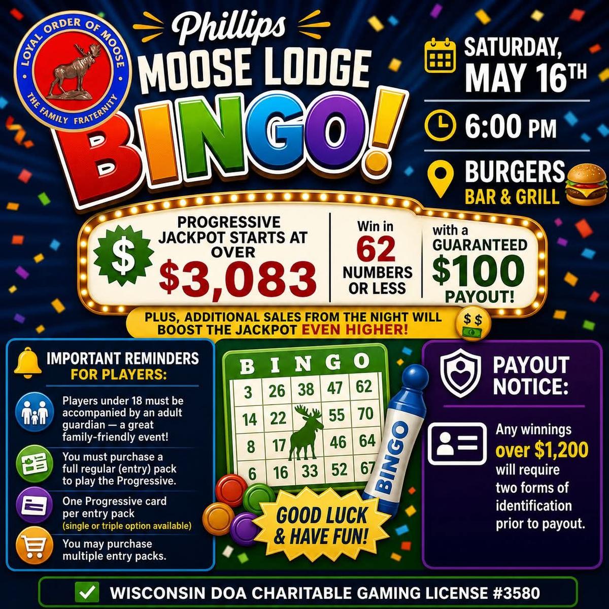 Phillips Moose Club Bingo